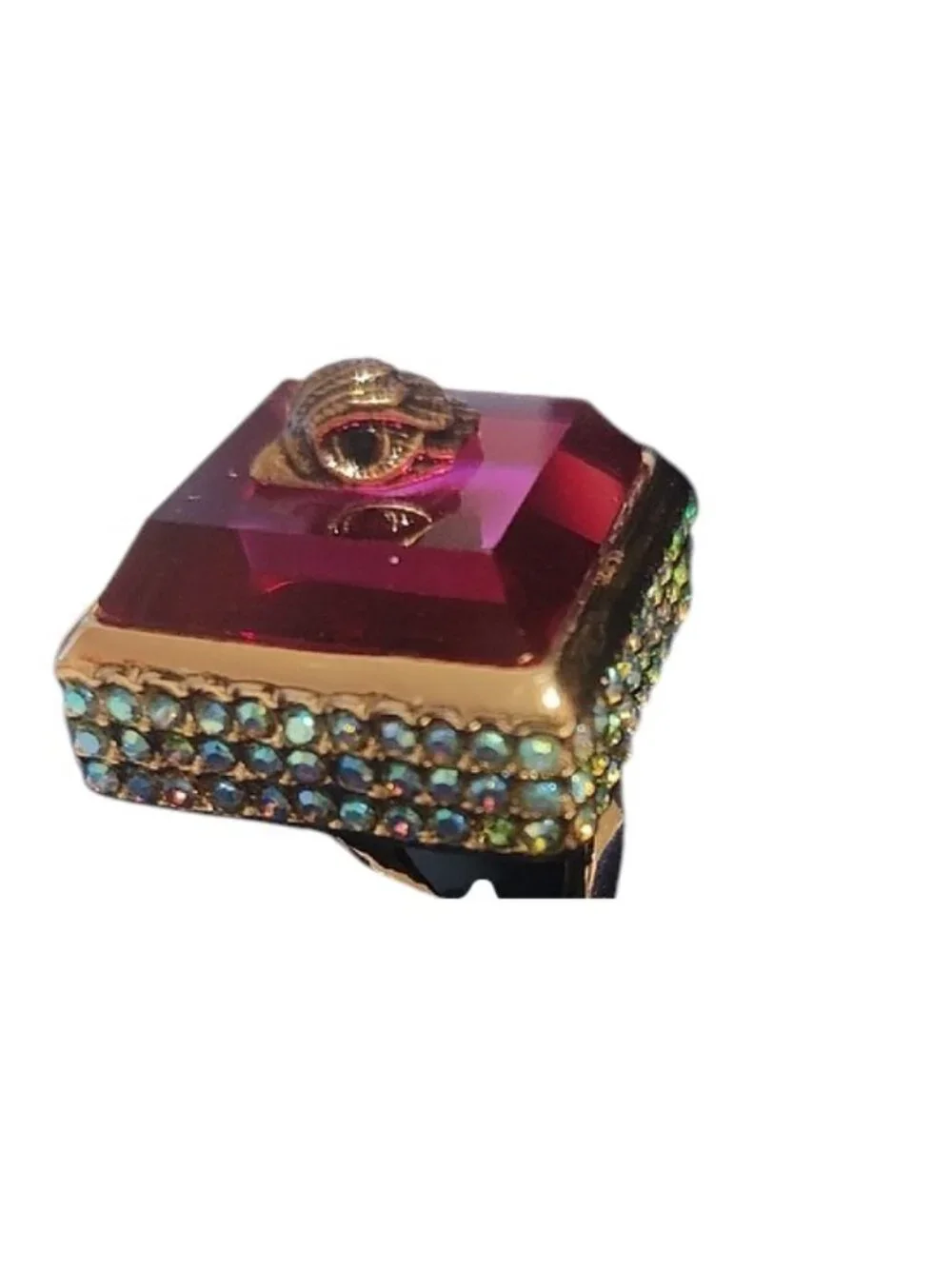 Kurt Geiger London Square Stone Cocktail Ring Pink NWT